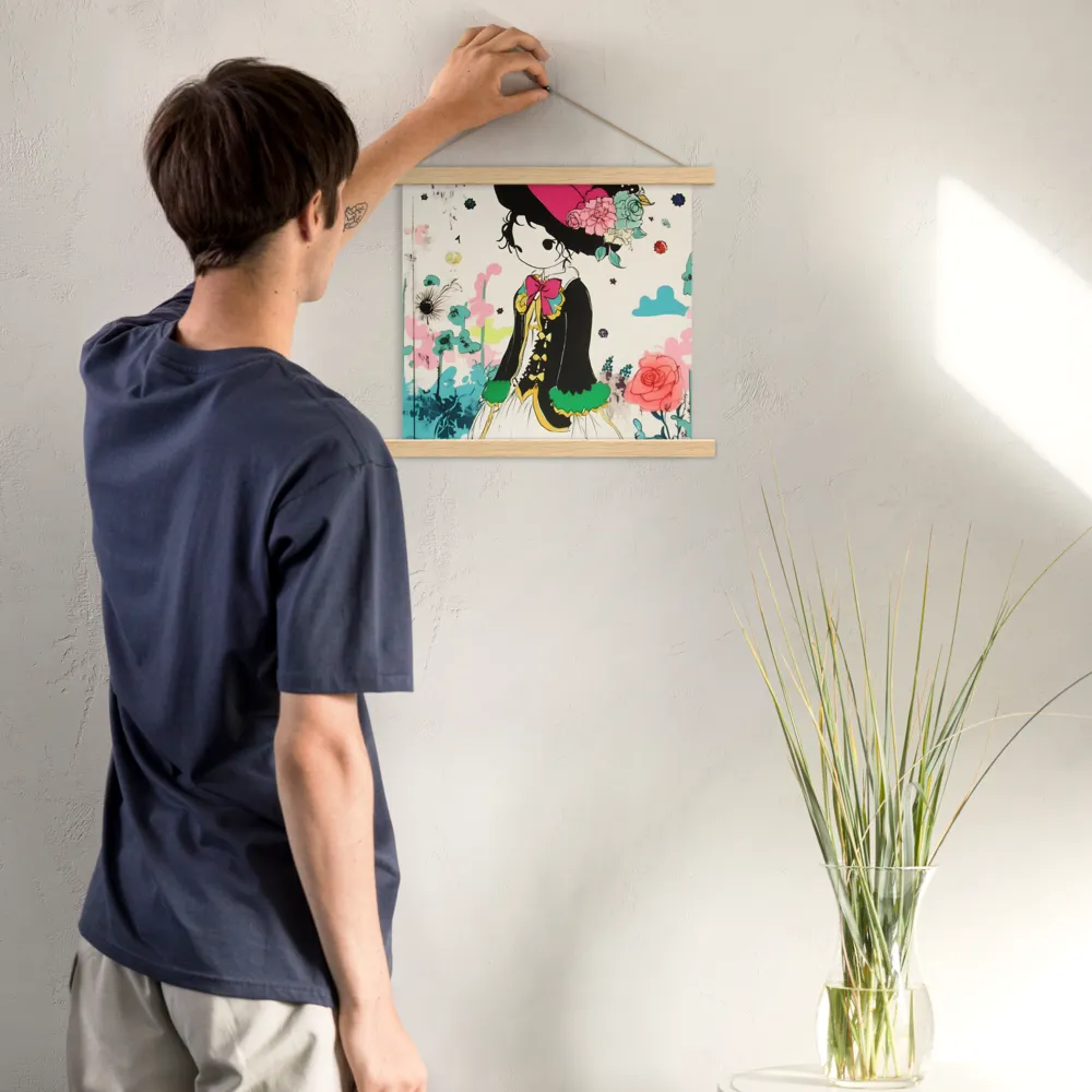 Whimsical Garden Reverie | Poster With Oak Wood Hanger | 14″×14″