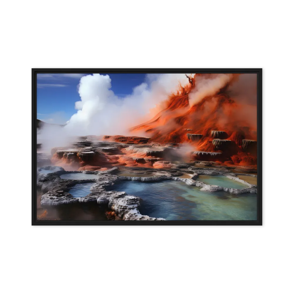 Nature's Fury: The Volcano's Expression | Canvas with Black Frame | 24″×36″