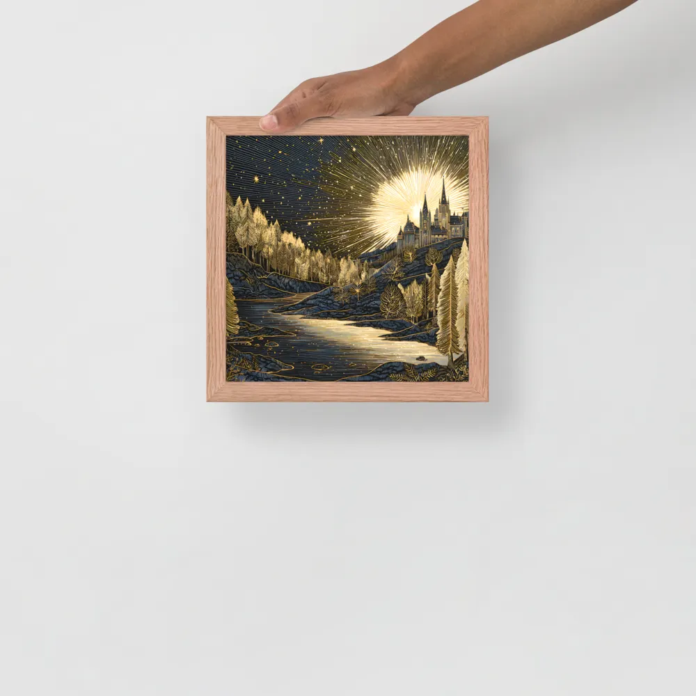 Gilded Castle at Dawn 
 Poster with Red oak Frame | 10″x 10″