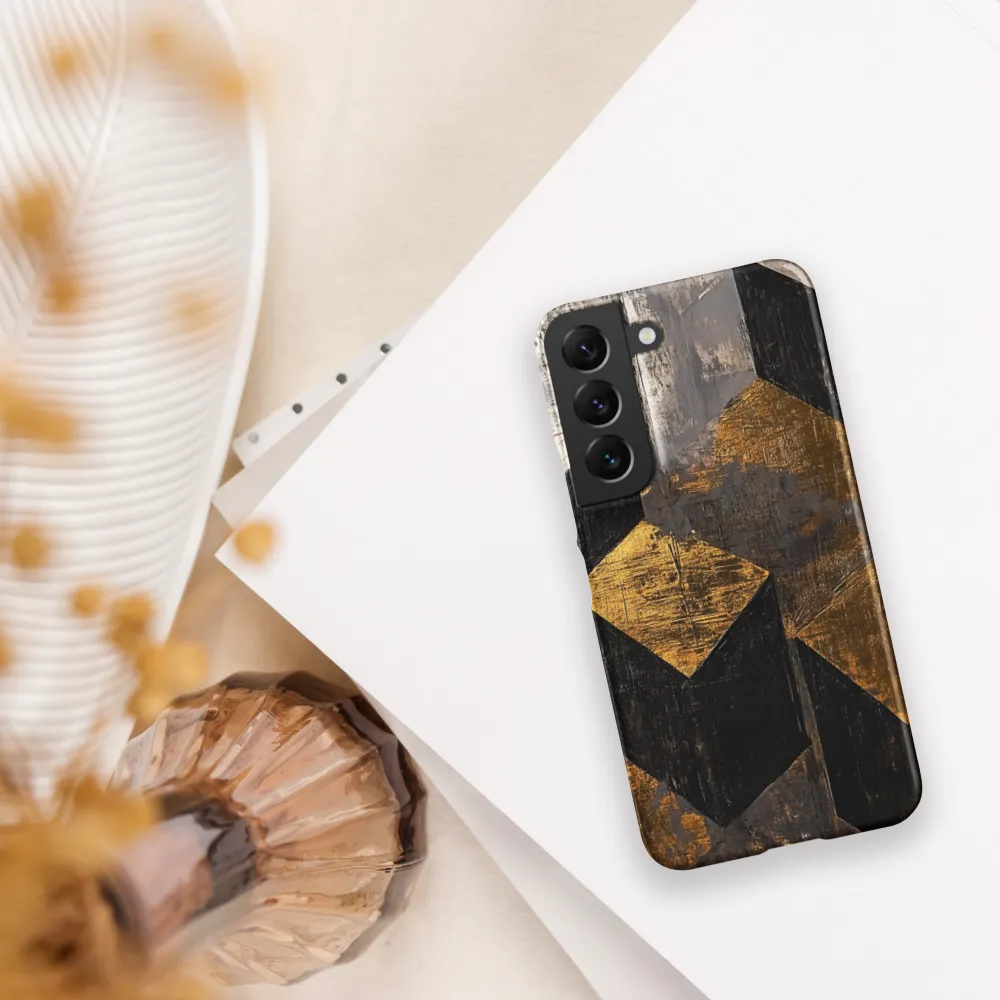 Geometric Harmony in Gold and Black | Phone Case |  S22 | Snap Case | Matte