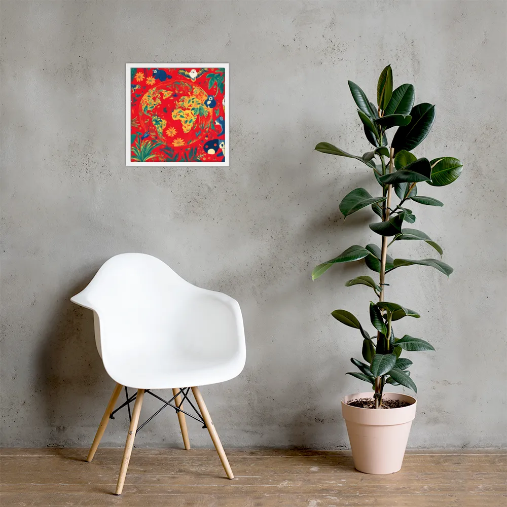 Celebration of Life on Earth | Poster with White Frame | 16″×16″