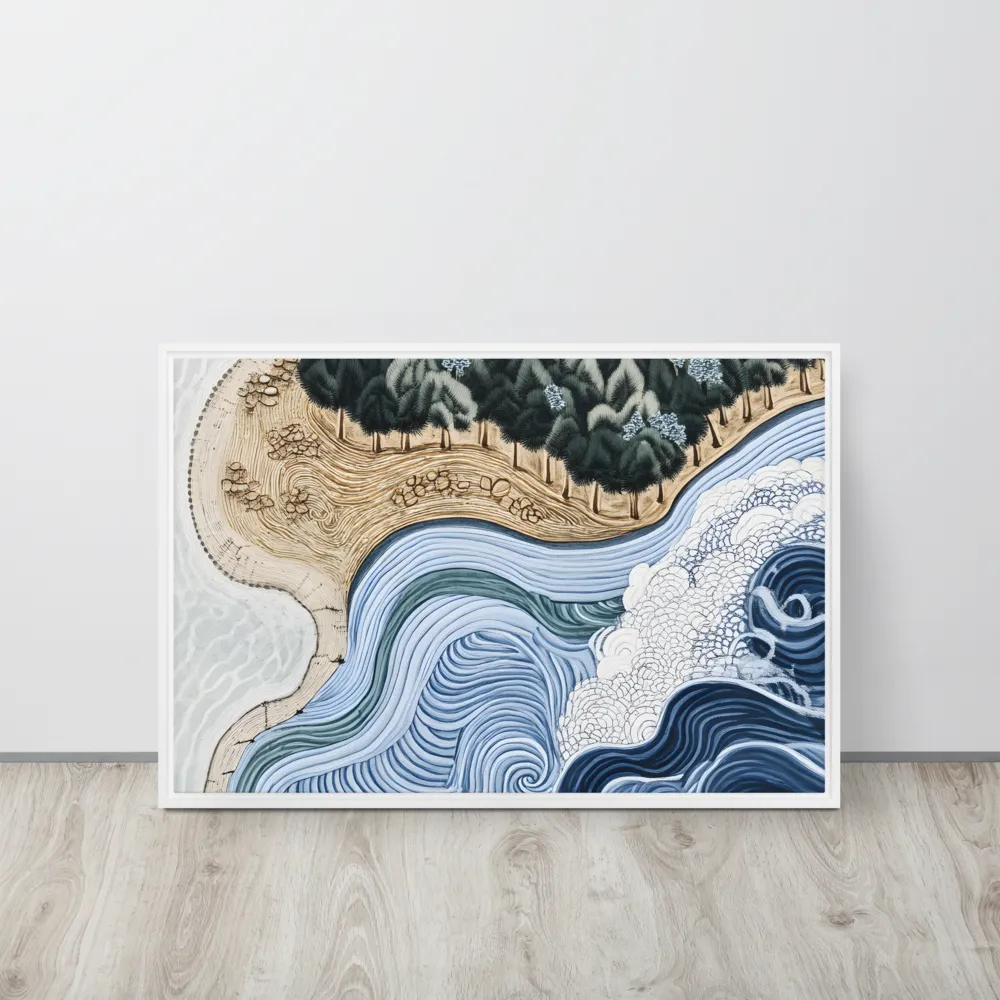Oceanic Harmony: A Tranquil Landscape | Canvas with White Frame | 20″×30″