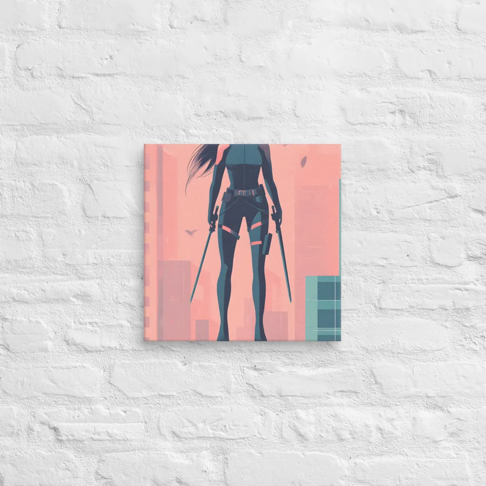 Urban Sentinel: A Warrior's Stand | Canvas | 14″×14″