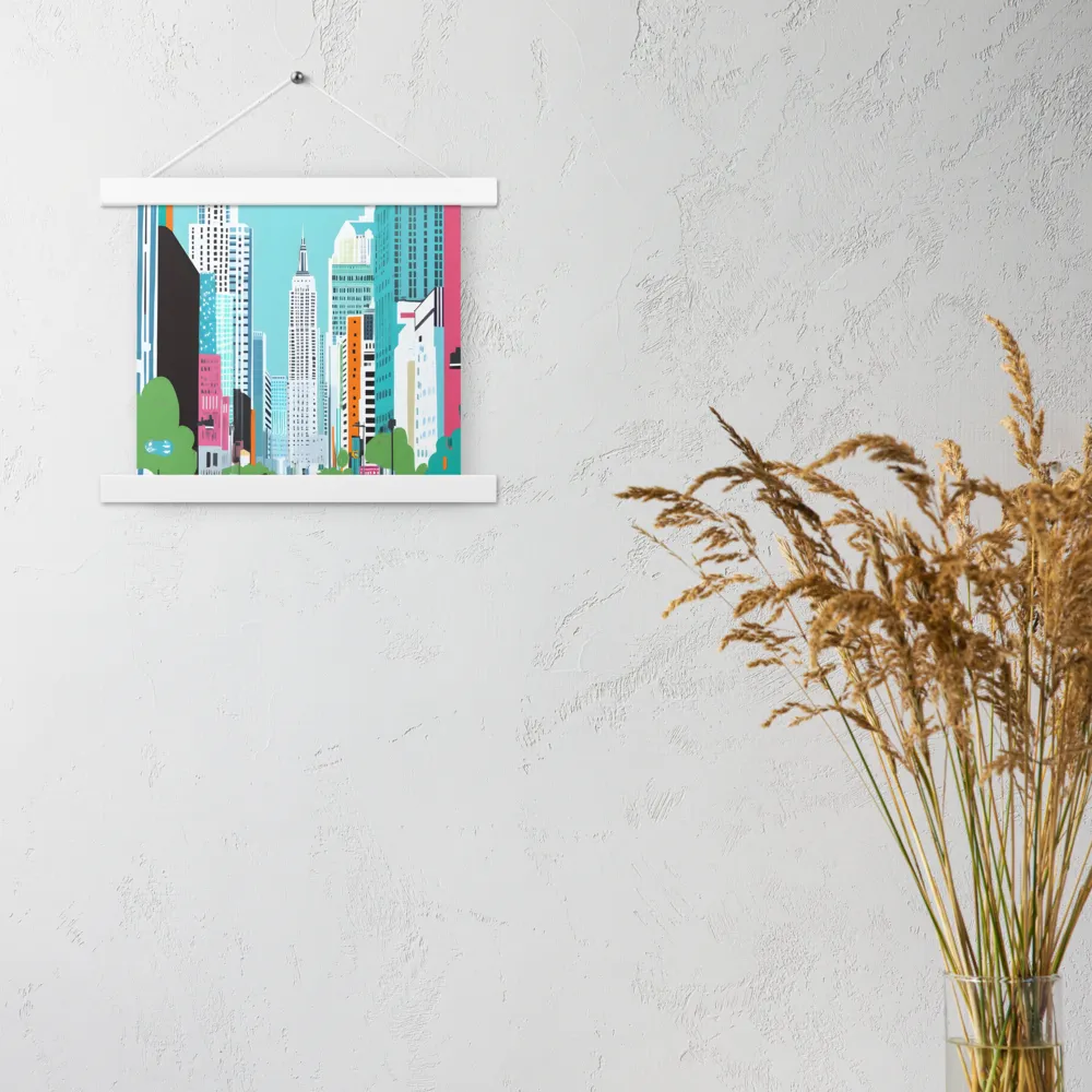 Urban Symphony: A Modern Cityscape | Poster With White Wood Hanger | 10″×10″