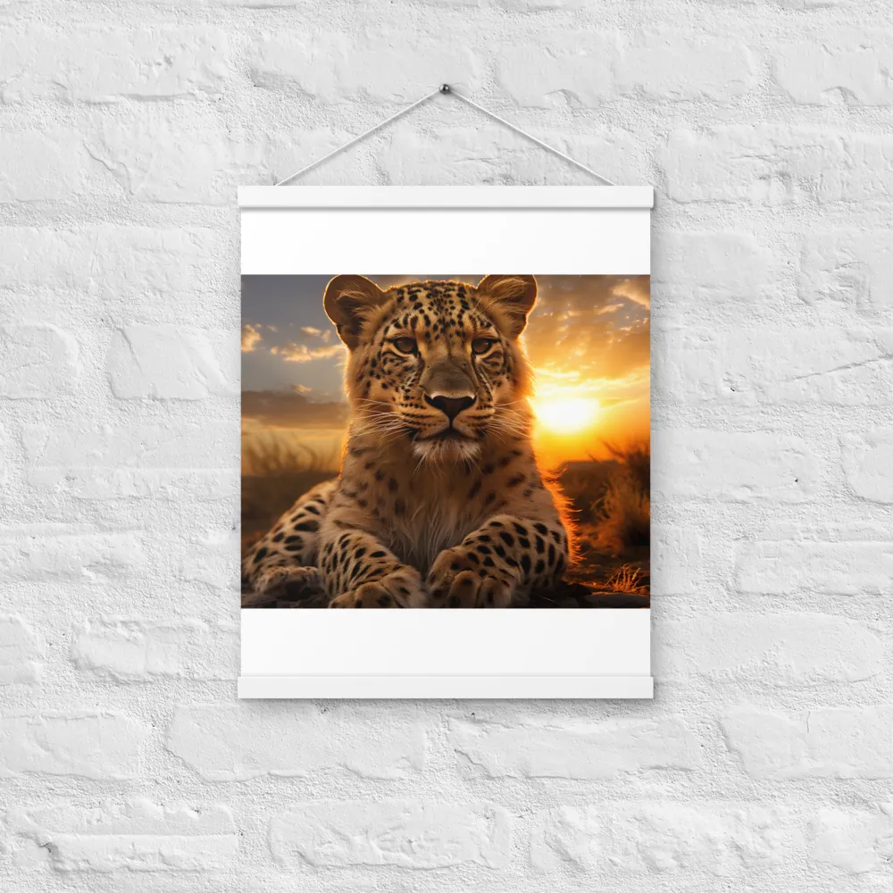 Regal Presence: The Leopard at Sunset | Poster With White Wood Hanger | 16″×20″