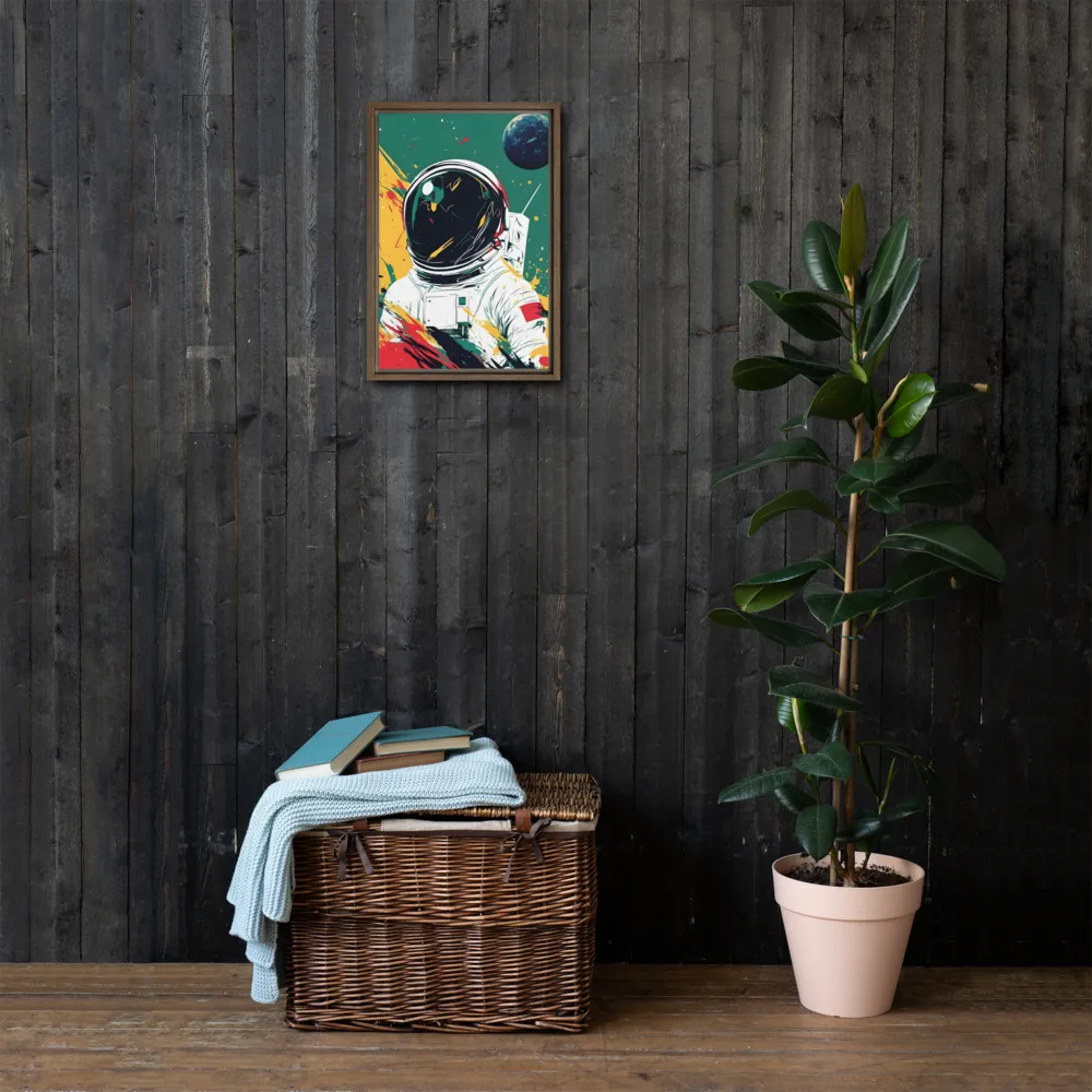 Galactic Explorer: A Modern Odyssey | Canvas with Brown Frame | 12″×18″