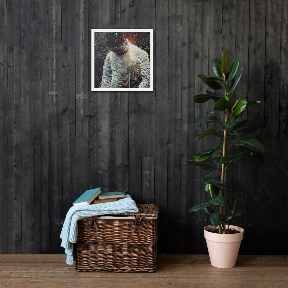 Ethereal Astronaut: A Journey Through the Cosmos | Canvas with White Frame | 16″×16″