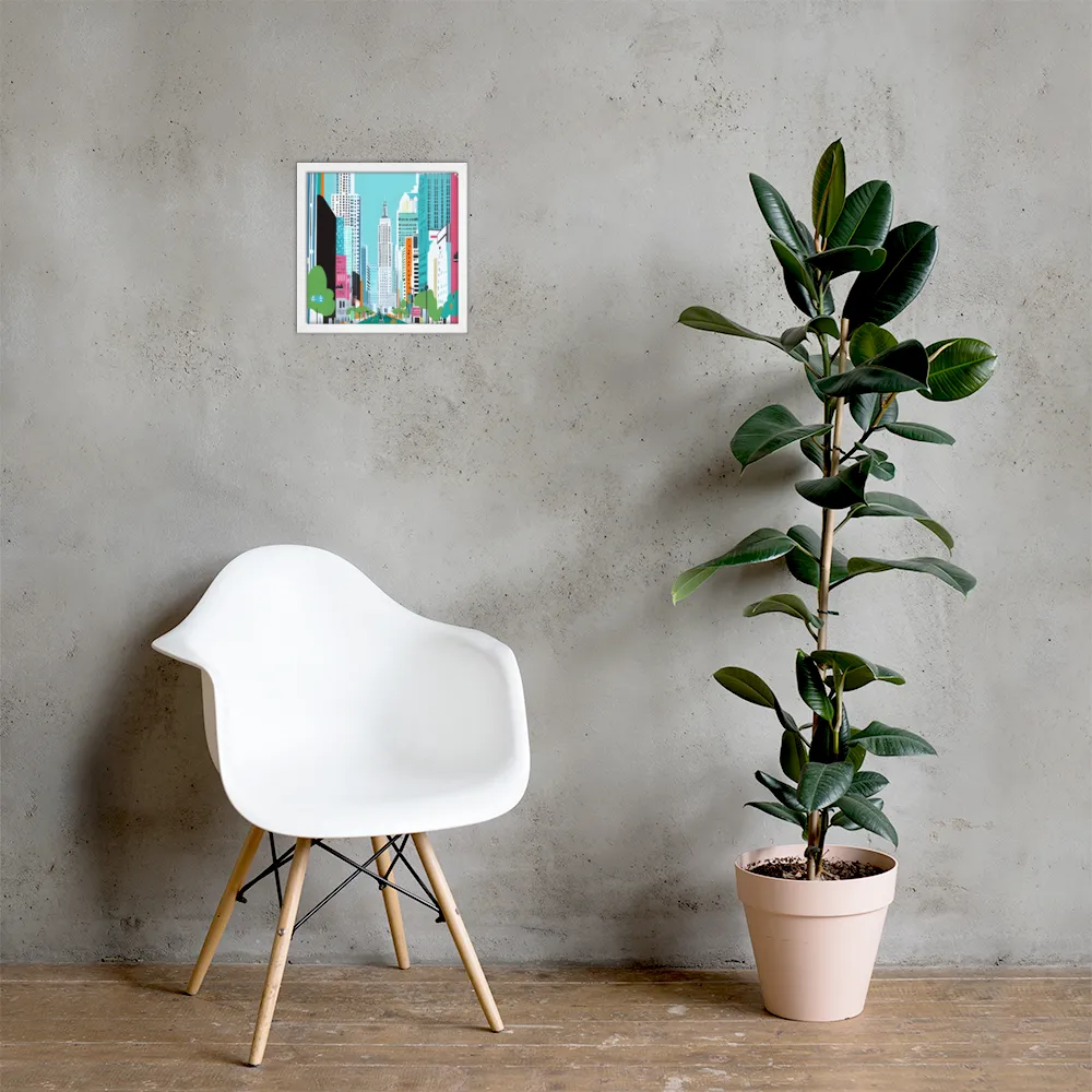 Urban Symphony: A Modern Cityscape | Poster with White Frame | 12″×12″