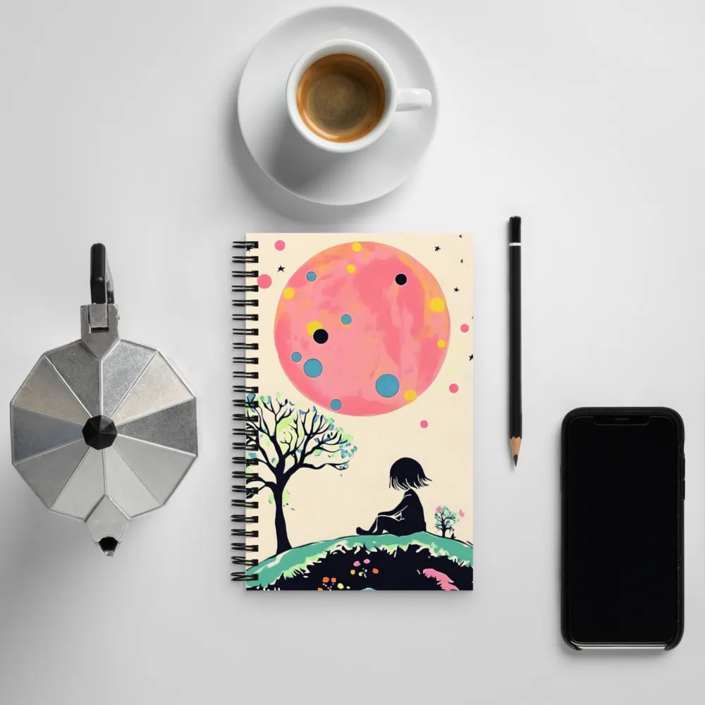 Gazing at the Pink Moon | Spiral Notebook