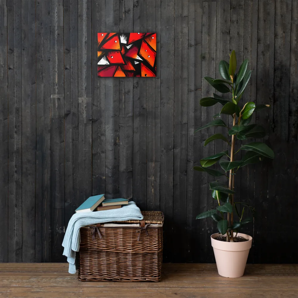 Dynamic Geometry of Red and Orange | Thin Canvas | 12″×16″