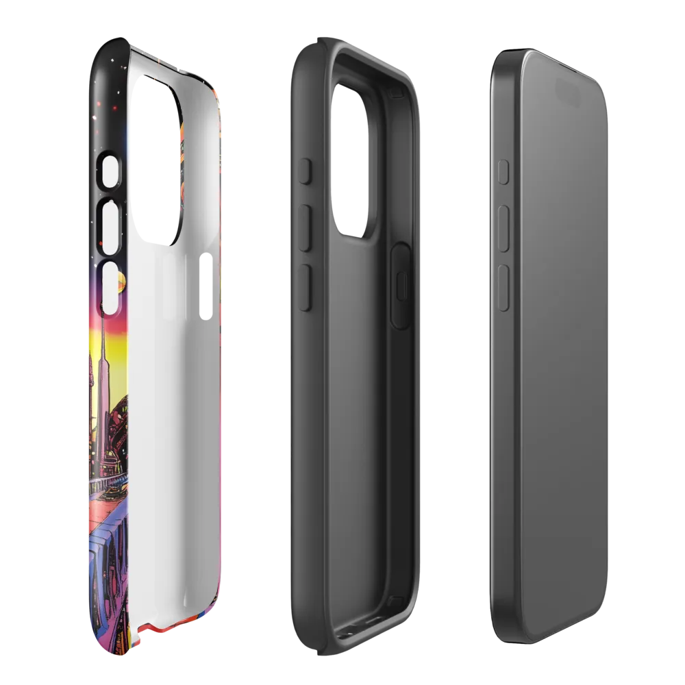 Futuristic Cosmos: A Journey Through Neon Cities | Phone Case |  15 Pro | Tough Case | Glossy