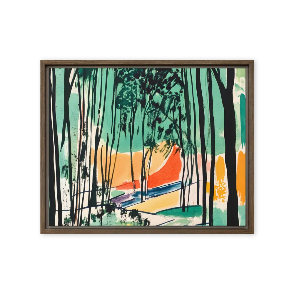 Winding Path Through the Forest | Canvas with Brown Frame | 16″×20″