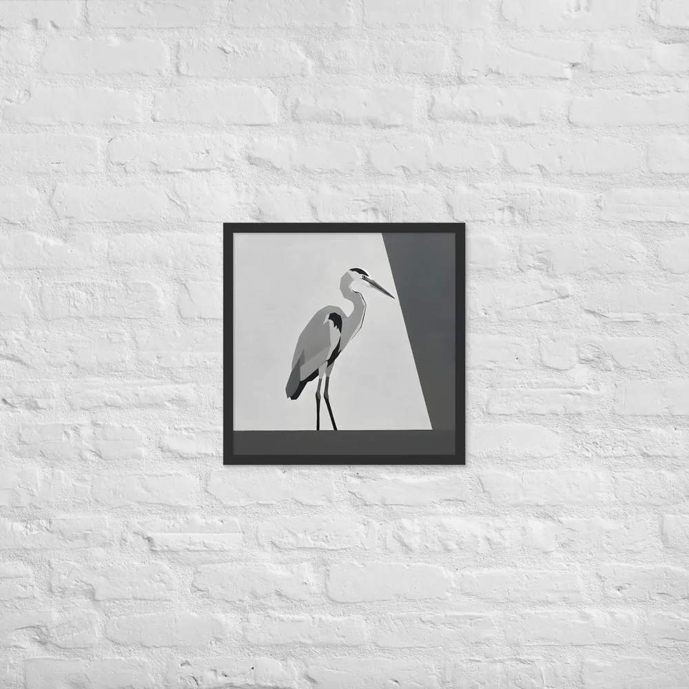 Geometric Heron 
 Poster with Black Frame | 18″x 18″
