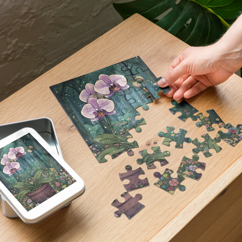 Enchanted Orchid 
 Jigsaw Puzzle in Tin Box