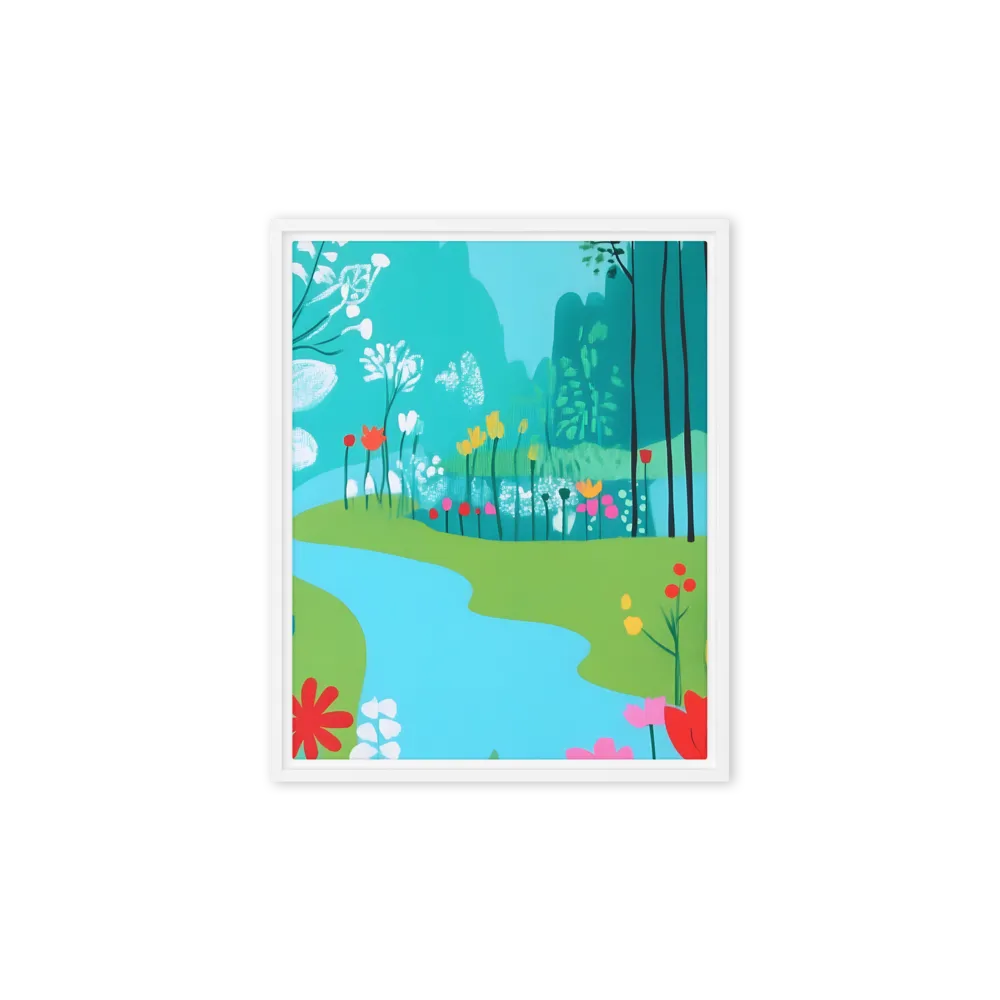 Whispers of Spring: A Colorful Retreat | Canvas with White Frame | 8″×10″
