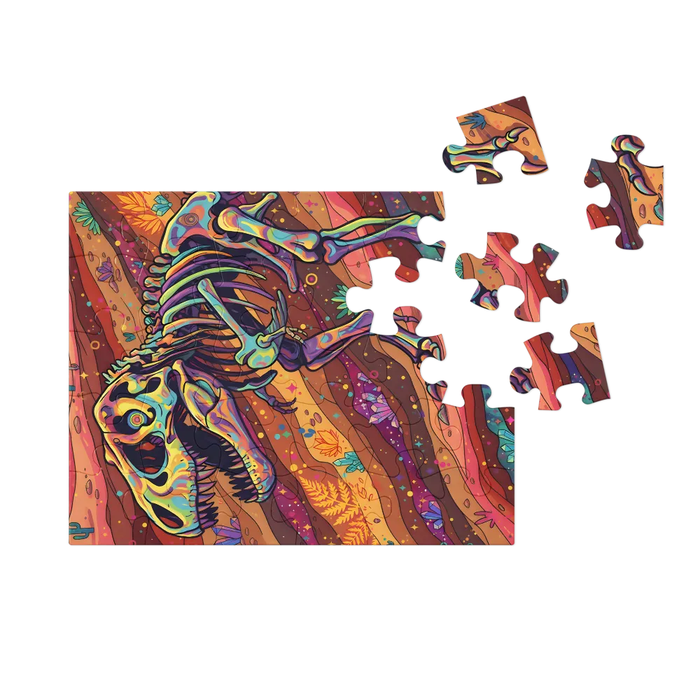 Prismatic T. Rex Skeleton 
 Jigsaw Puzzle in Tin Box