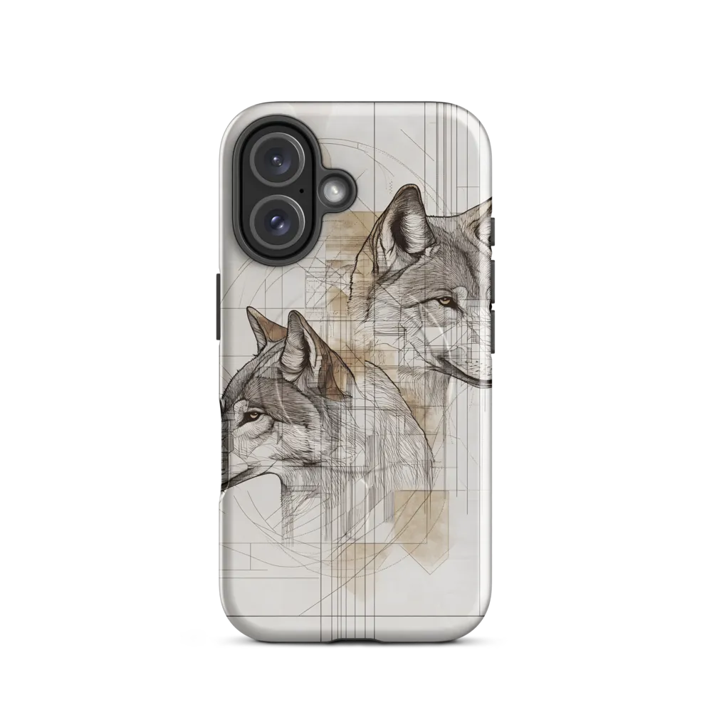 Geometric Harmony: The Essence of Wolves | Phone Case |  16 | MagSafe® Tough Case | Glossy