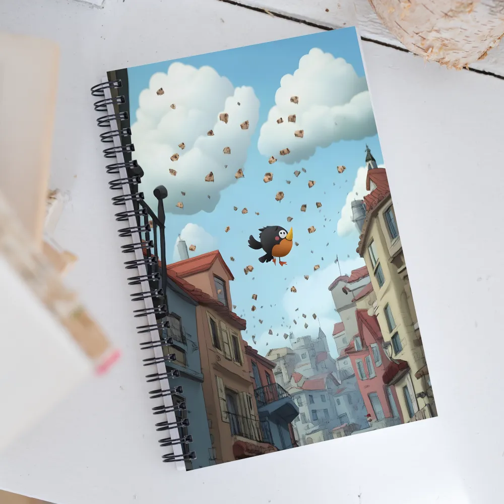 A Whimsical Flight Through Bread and Sky | Spiral Notebook