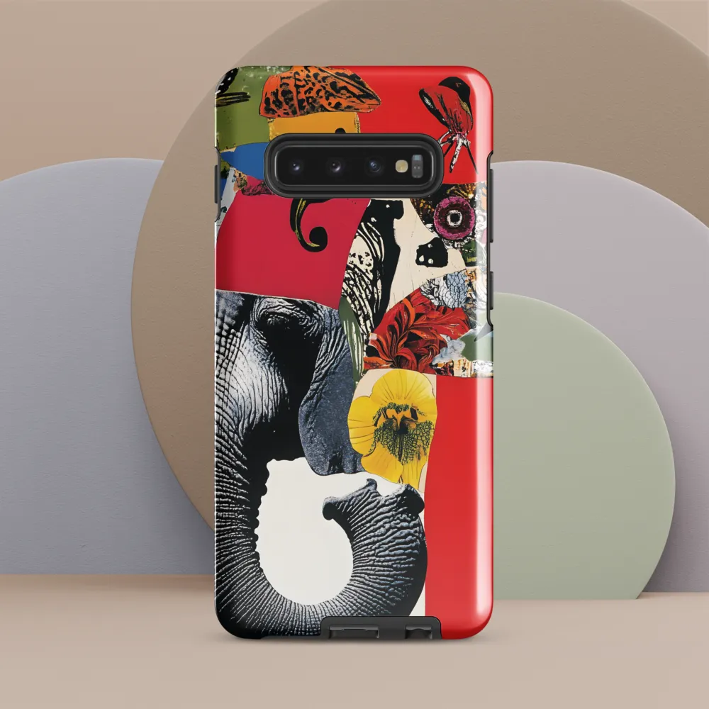 Whimsical Elephant: A Vibrant Collage of Life | Phone Case |  S10 Plus | Tough Case | Glossy