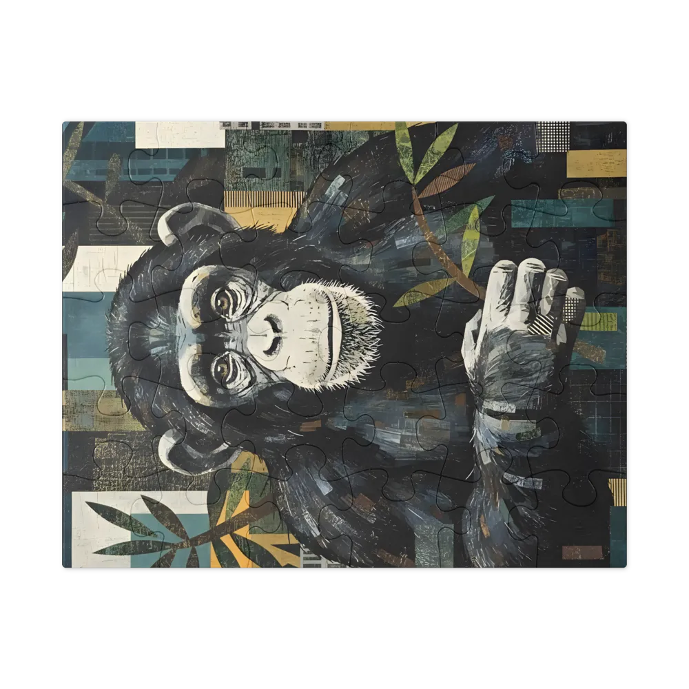 Contemplative Chimpanzee 
 Jigsaw Puzzle in Tin Box