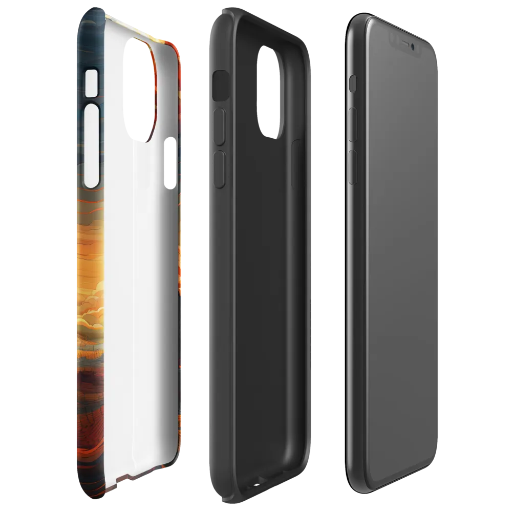 Ethereal Sunset: A Serene Landscape in Flowing Forms | Phone Case |  11 Pro Max | Tough Case | Glossy