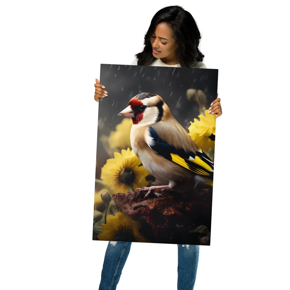 Harmony in Nature: A Goldfinch Amidst Blooms