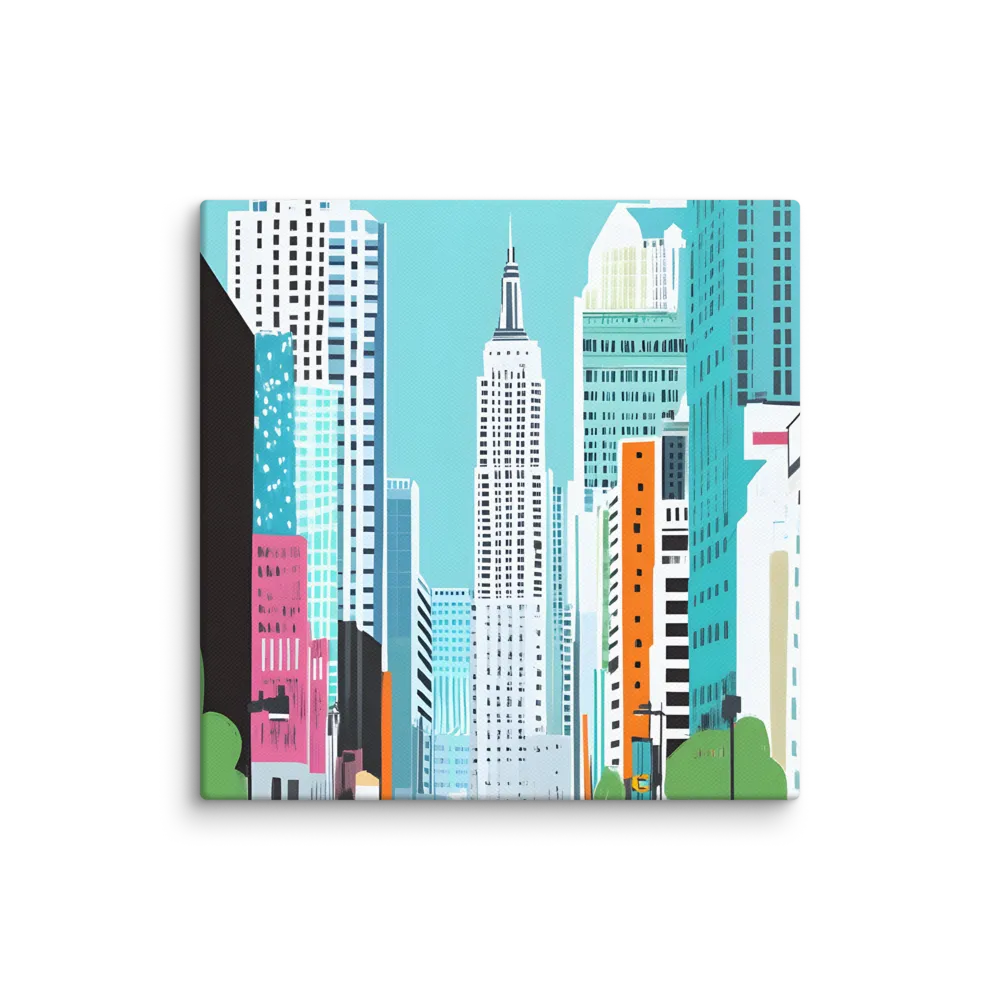 Urban Symphony: A Modern Cityscape | Canvas | 16″×16″