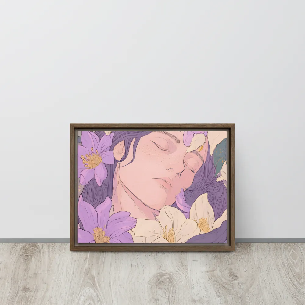Harmony in Bloom | Canvas with Brown Frame | 12″×16″