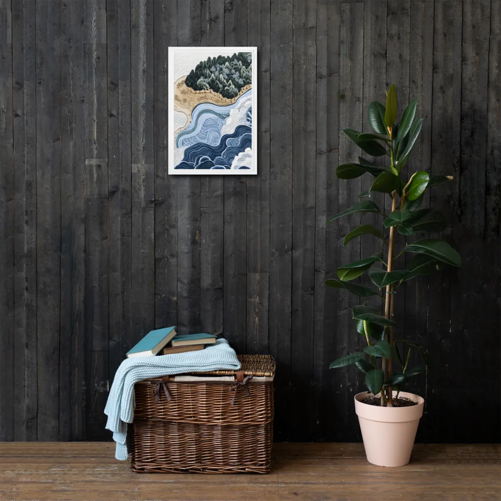 Oceanic Harmony: A Tranquil Landscape | Canvas with White Frame | 12″×18″