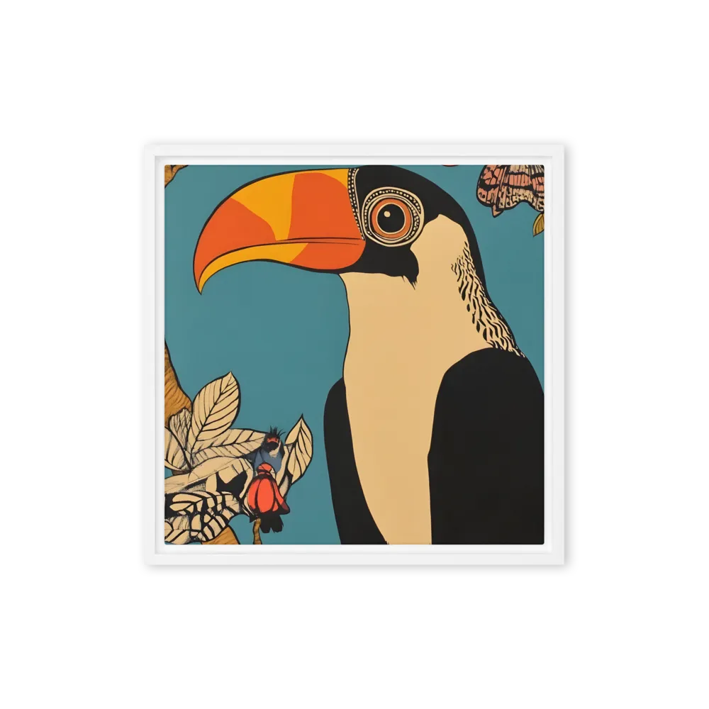 Tropical Majesty: The Toucan at Rest | Canvas with White Frame | 16″×16″
