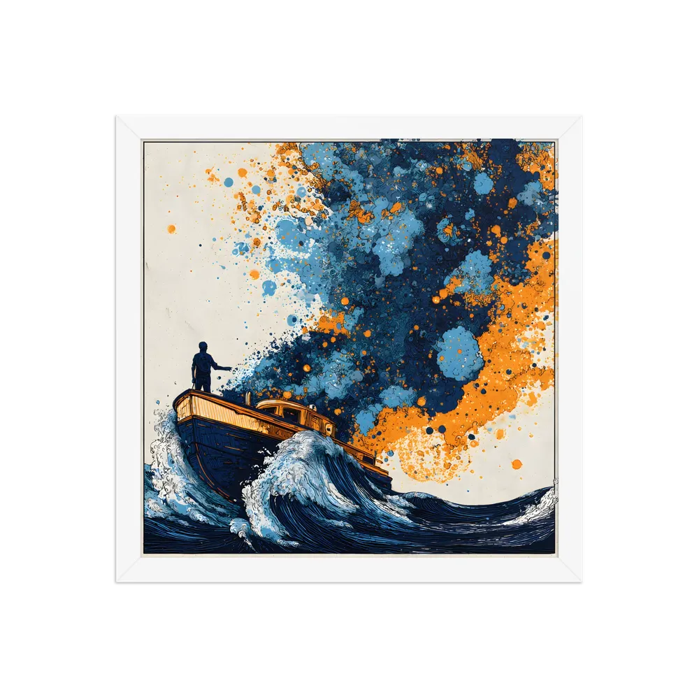 Paintstorm at Sea 
 Poster with White Frame | 14″x 14″