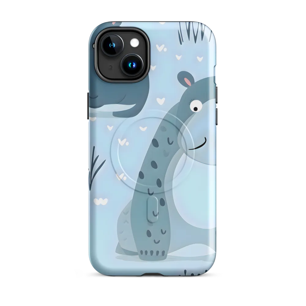 Whimsical Hippo Delight | Phone Case |  15 Plus | MagSafe® Tough Case | Glossy