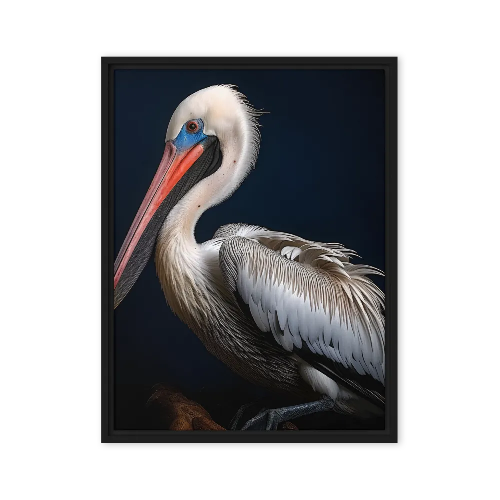 Majestic Pelican Portrait | Canvas with Black Frame | 24″×32″