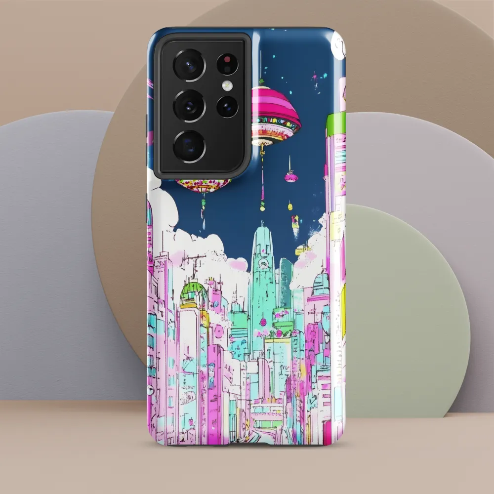 Futuristic Cityscape with Floating Structures | Phone Case |  S21 Ultra | Tough Case | Glossy