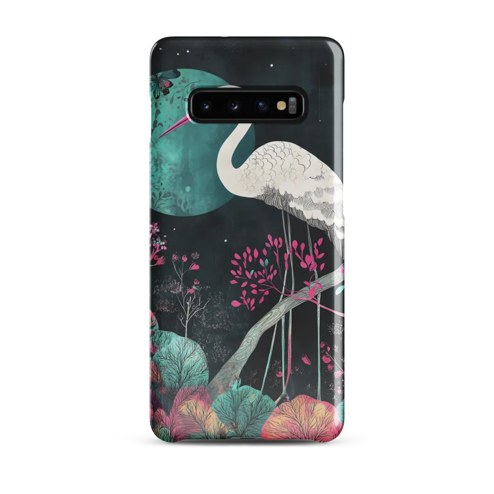 Ethereal Presence: Heron in a Floral Dreamscape | Phone Case |  S10 Plus | Snap Case | Glossy