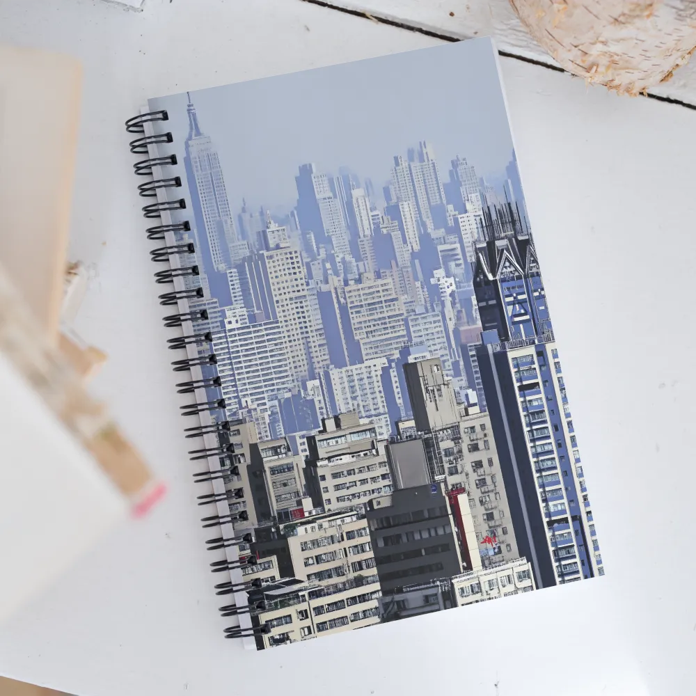 Urban Symphony: A Cityscape in Blues and Grays | Spiral Notebook