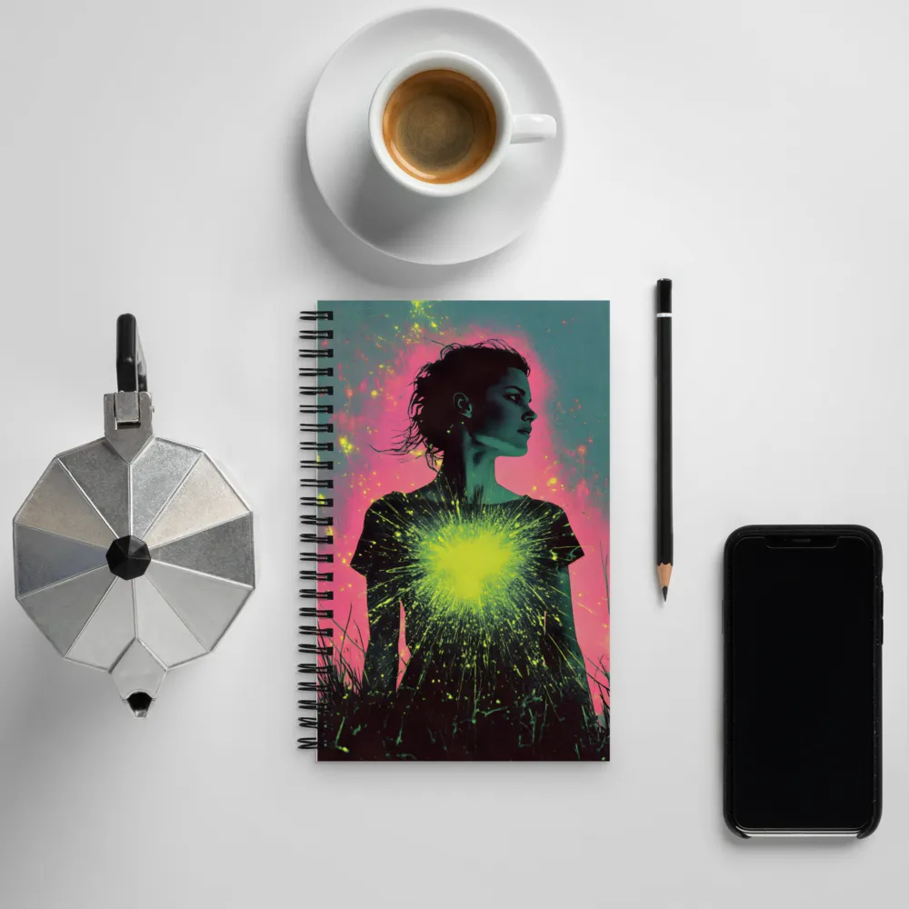 Cosmic Heart: A Surreal Portrait of Strength | Spiral Notebook