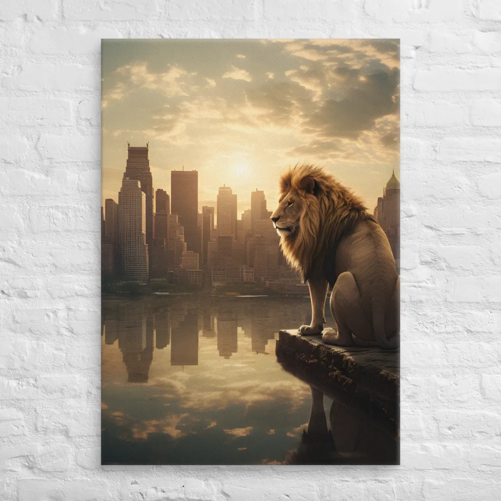 The Lion's Gaze Over the Urban Symphony | Canvas | 28″×40″