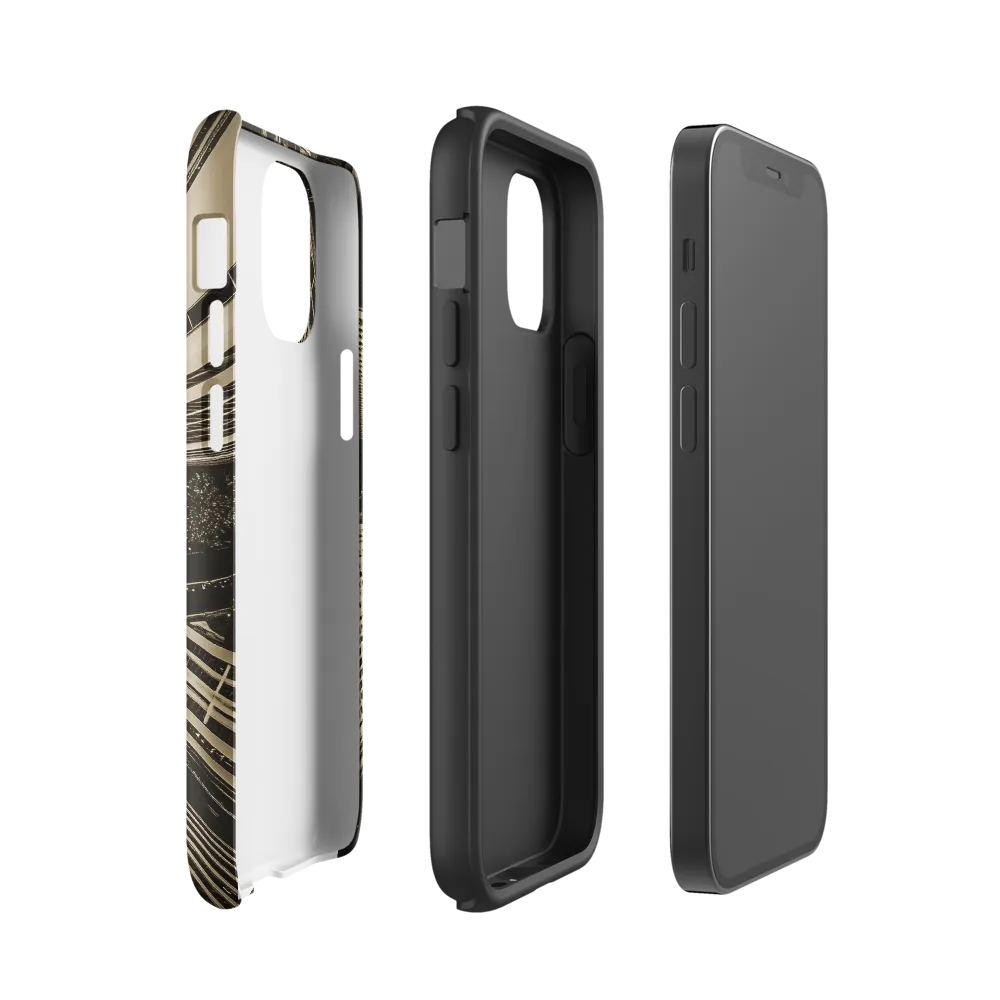 Urban Symphony: Aerial Perspective of City Life | Phone Case |  12 mini | Tough Case | Glossy