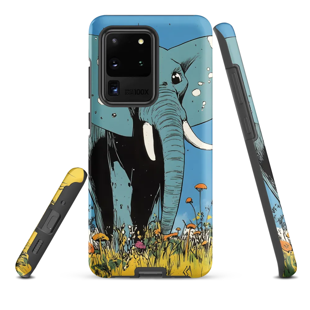 Whimsical Blue Elephant in Bloom
