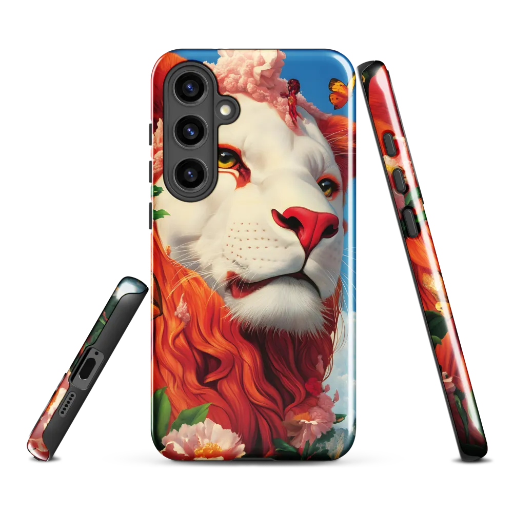 Majestic Lion Amidst Floral Splendor