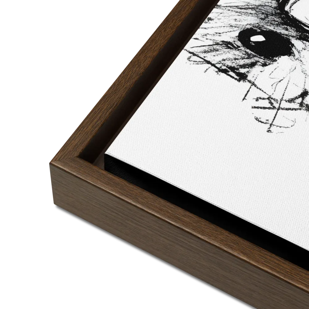 Whimsical Koala in Ink | Canvas with Brown Frame | 18″×24″