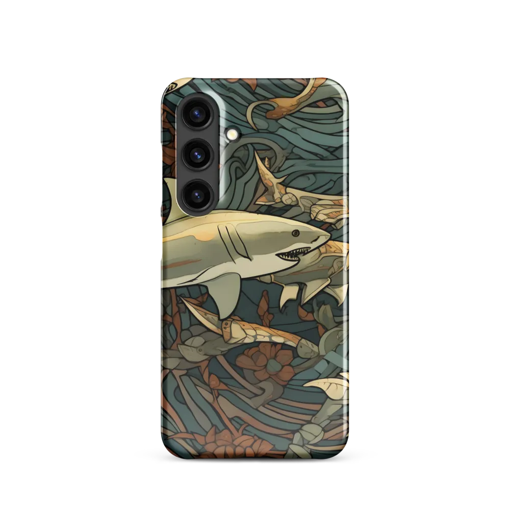 Dynamic Harmony of Sharks and Flora | Phone Case |  S24 | Snap Case | Glossy