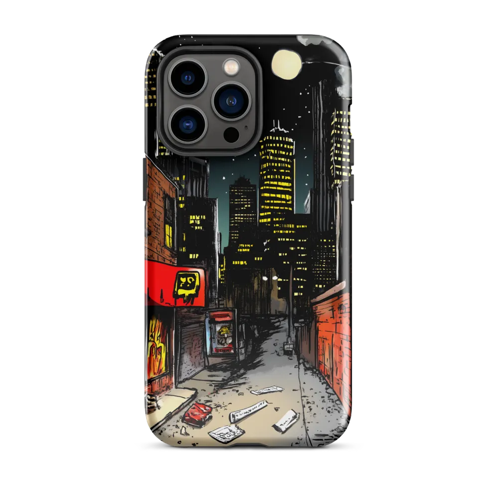 Nocturnal Cityscape: The Hidden Alley | Phone Case |  14 Pro Max | Tough Case | Glossy