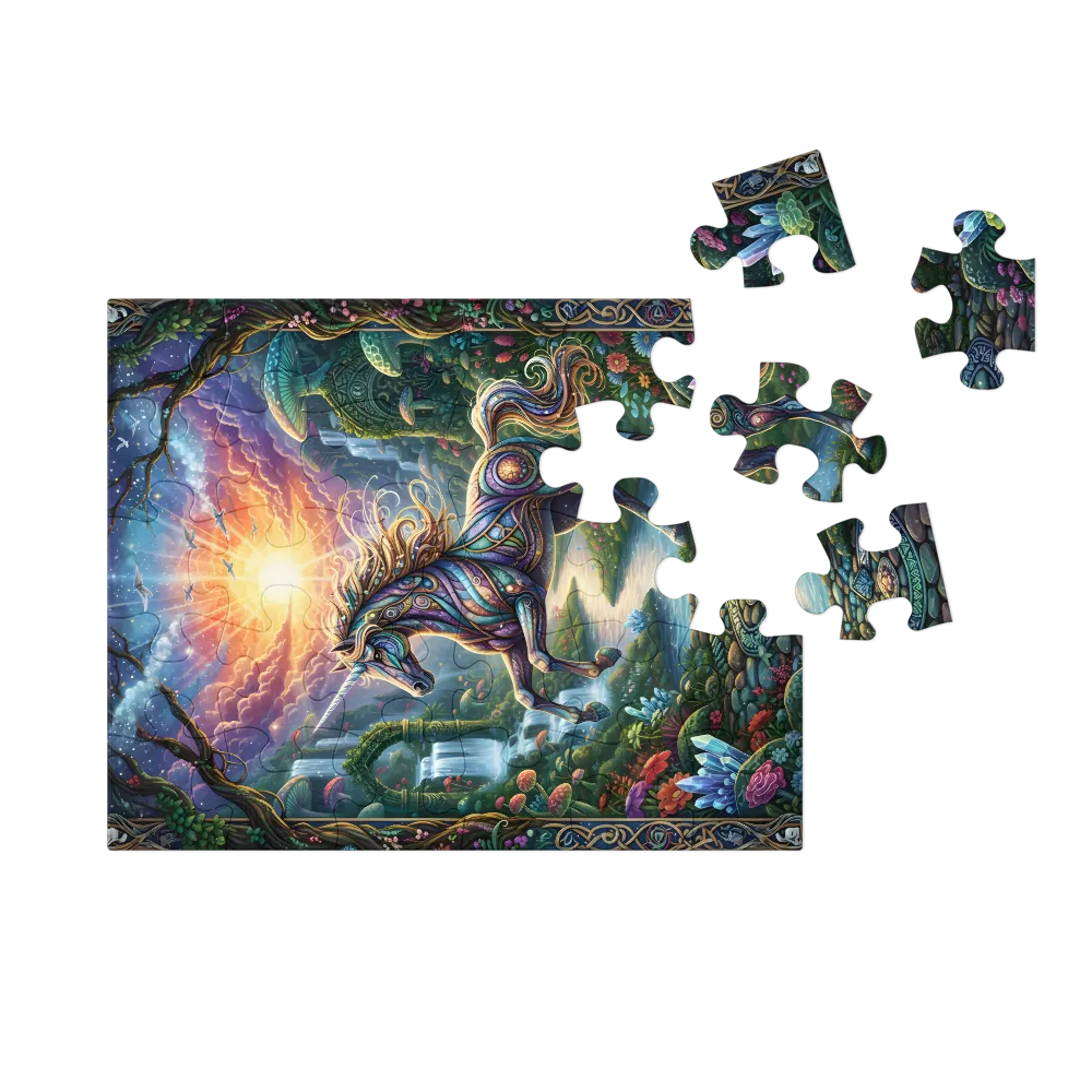 Enchanted Sunrise Unicorn 
 Jigsaw Puzzle in Tin Box