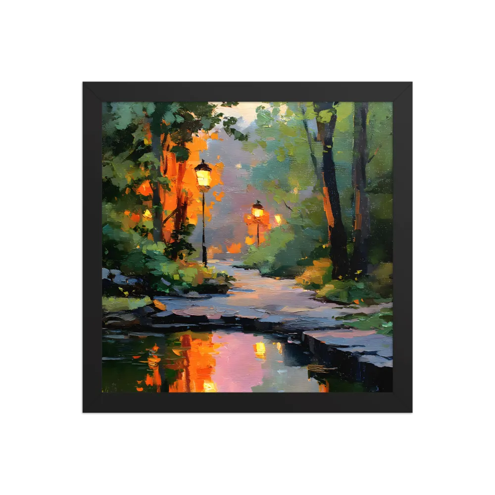 Lamplight Reflections 
 Poster with Black Frame | 12″x 12″