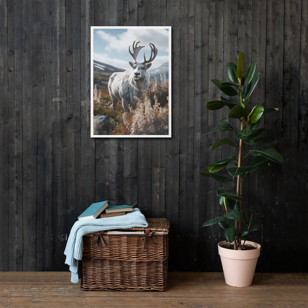 Majestic Harmony: The Reindeer in Nature | Canvas with White Frame | 20″×28″