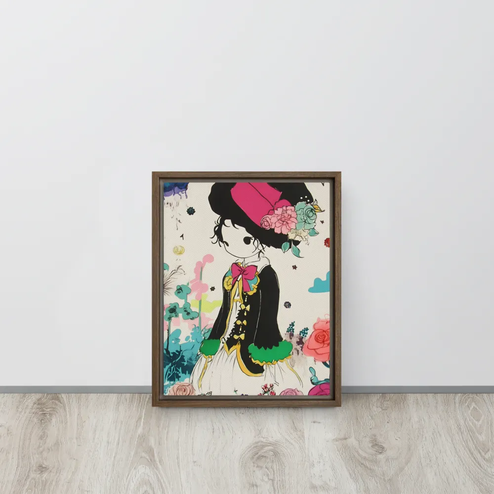 Whimsical Garden Reverie | Canvas with Brown Frame | 11″×14″