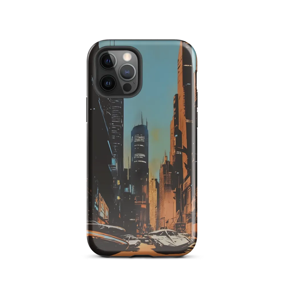 Futuristic Cityscape in Blue and Orange