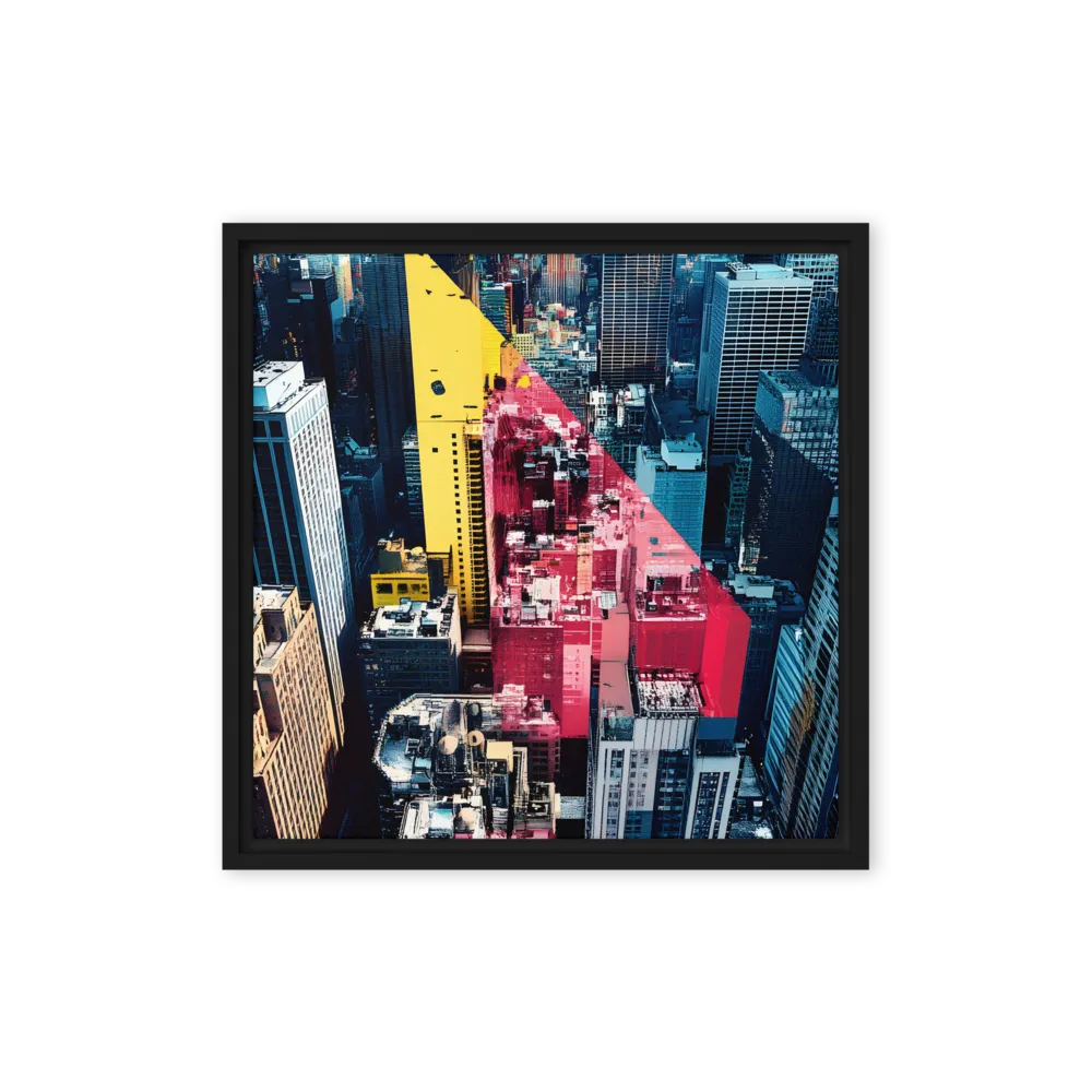 Dynamic Urban Symphony | Canvas with Black Frame | 16″×16″